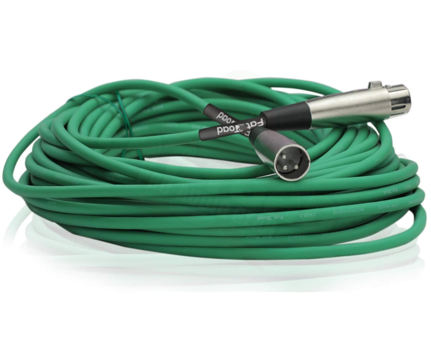 Fat Toad 50ft XLR Mic Cables (ShieldedPRO X Series) 12 Pack – Green Patch Microphone Cords with Balanced 3-Pin Lo-Z Connectors – 24 AWG Wire for Studio, DJ & Live Sound