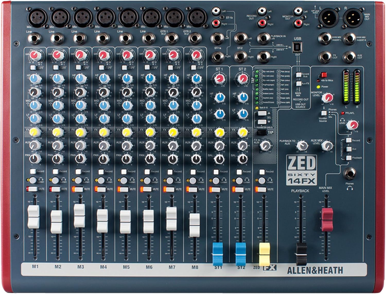 Allen & Heath ZED60-14FX - Touring Quality Audio Mixer with 6 Mic/Line, 2 Mic/Line/DI, 3 Stereo Line, Onboard FX and USB I/O (AH-ZED60-10FX)