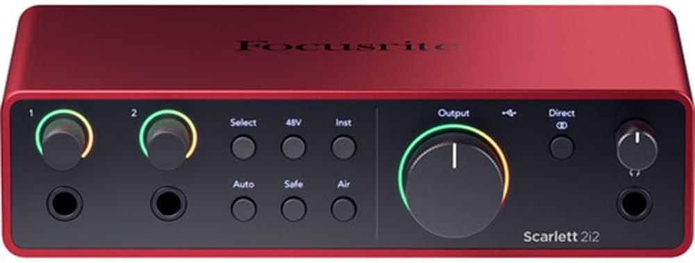 Focusrite Scarlett 2i2 Studio USB-C Audio Interface (4th Generation) with Condenser Microphone and Headphones Bundle with Tripod Mic Stand + Boom, Headphone Holder, Pop Filter & 2x XLR Cable