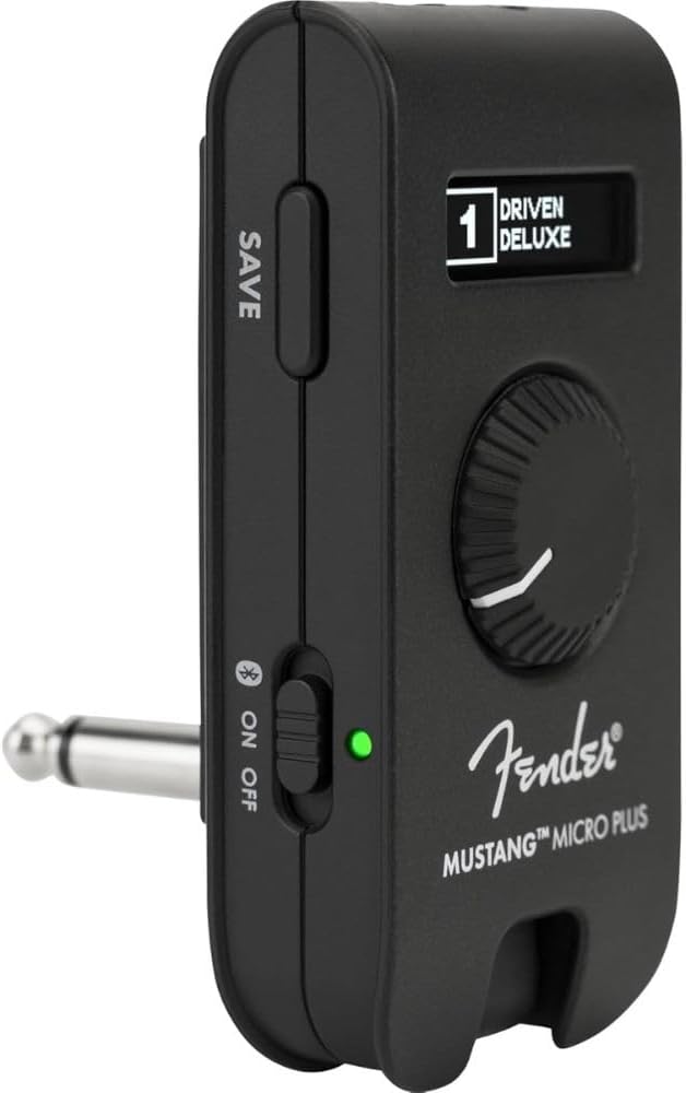 Fender Mustang Micro Plus Headphone Amplifier Bundle with Polsen HPC-A30 Closed-Back Studio Monitor Headphones