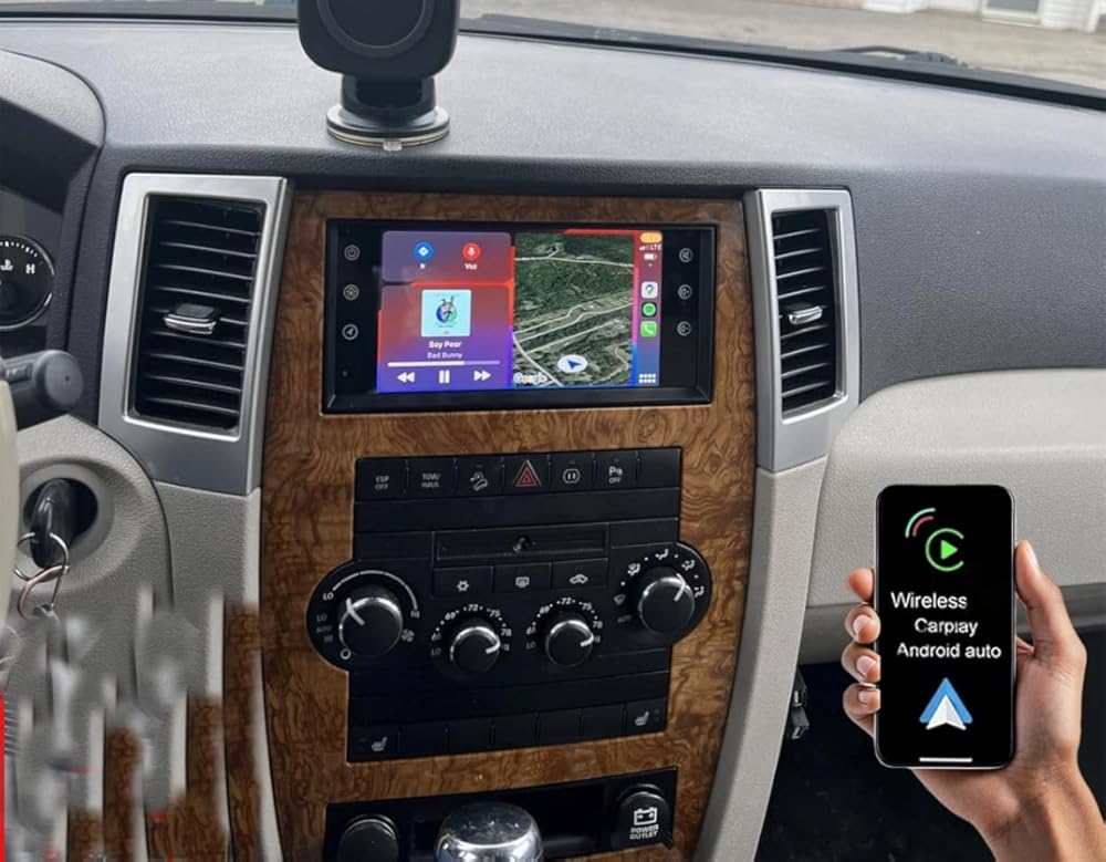 Android Double-DIN Car Stereo with Wireless CarPlay Android Auto for Dodge/Jeep/Chrysler Mirrorlink 7