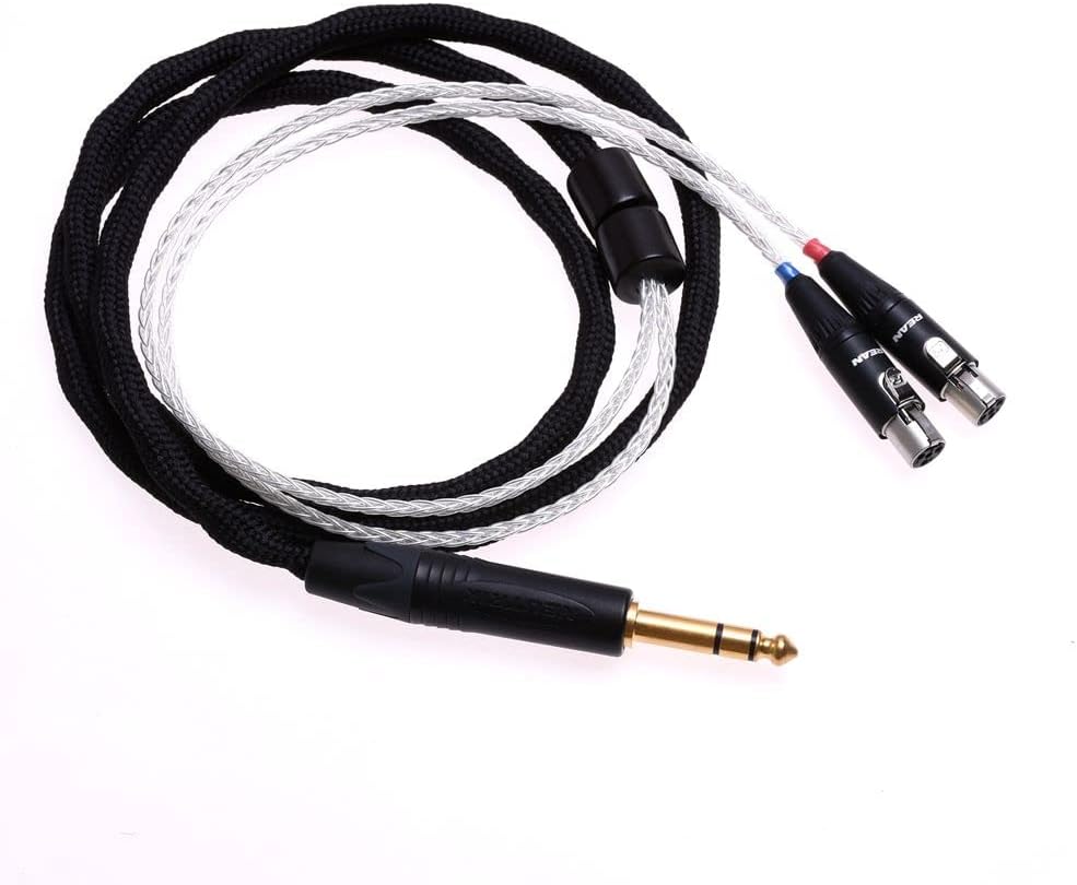 1.2M 1/4 6.35mm 16 Cores Silver Plated Headphone Upgrade Cable for Audeze LCD-2 LCD-3 LCD-4 LCD-X LCD-XC ZMF Eikon Auteur