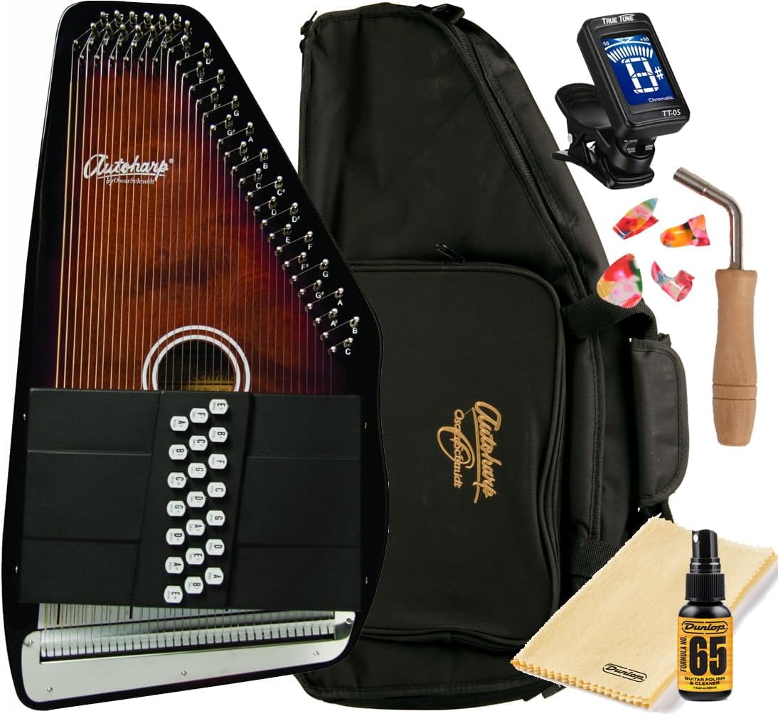 Oscar Schmidt OS21C 21 Chord Classic Autoharp with AC445 Padded Gig Bag
