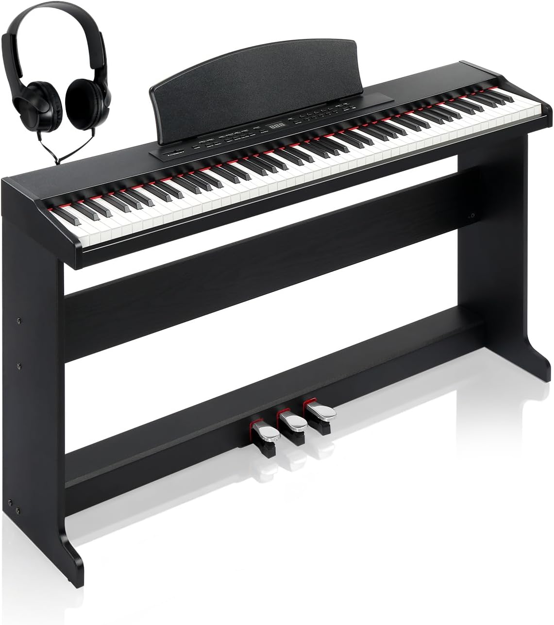 Ktaxon 88 Key Piano Keyboard Digital Piano with 3 Tone Controls, MIDI & Bluetooth Functionality, Includes Headphones, Musical Sheet Clip, Sticker, Dust Cover, Electric Keyboard for Beginner(Compact)