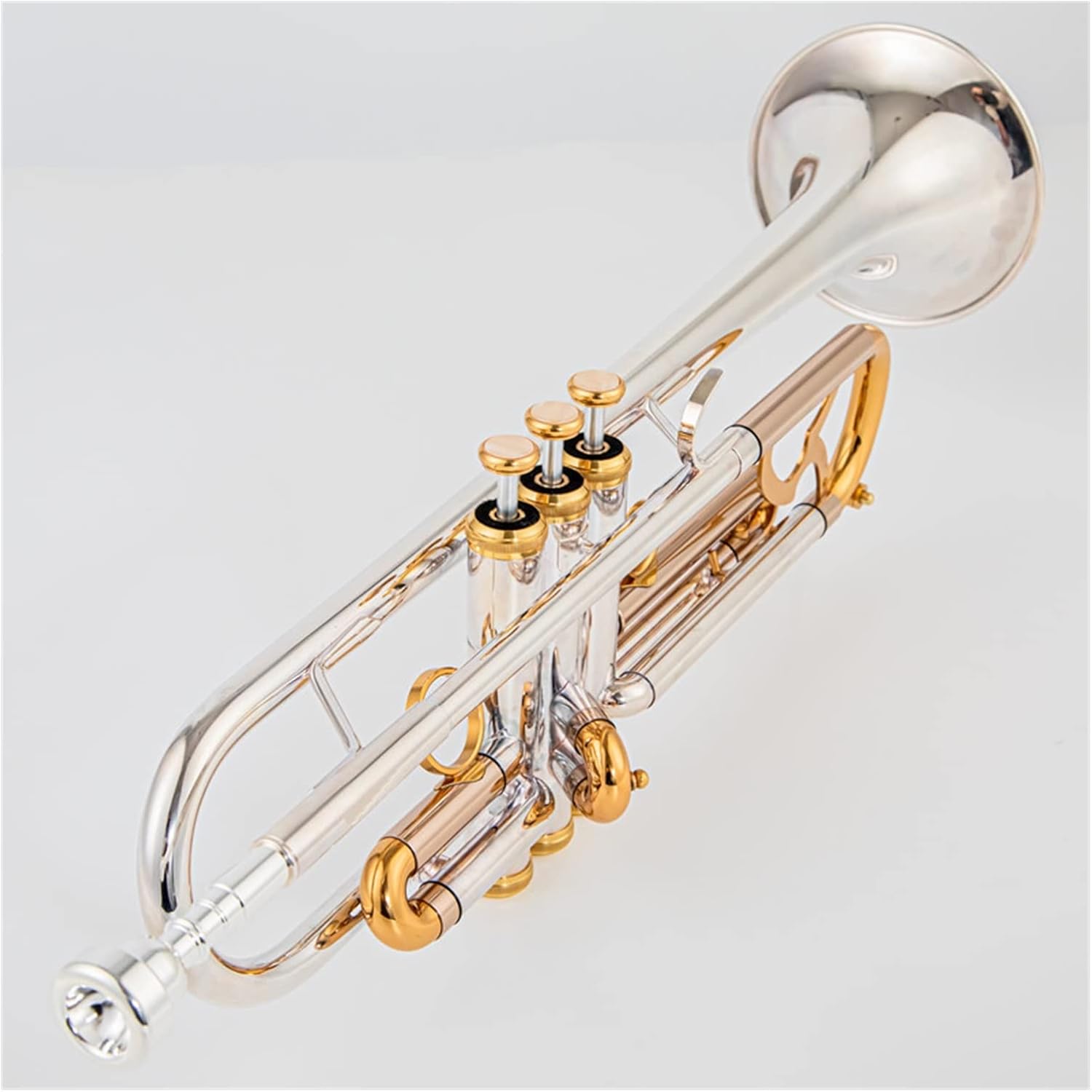 TSTS New Bb Trumpet Instruments Surface Golden Silver Plated Brass Bb Trompeta Professional Musical Instrument Professional Trumpet