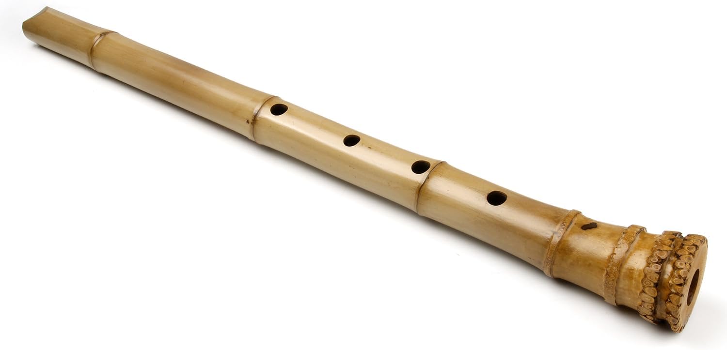 Traditional Musical Instrument D Key 5 Holes Japan Style Shakuhachi D/E Key Musical Instruments Bamboo Flute With Root Woodwind Instrument (1.8 D Key)