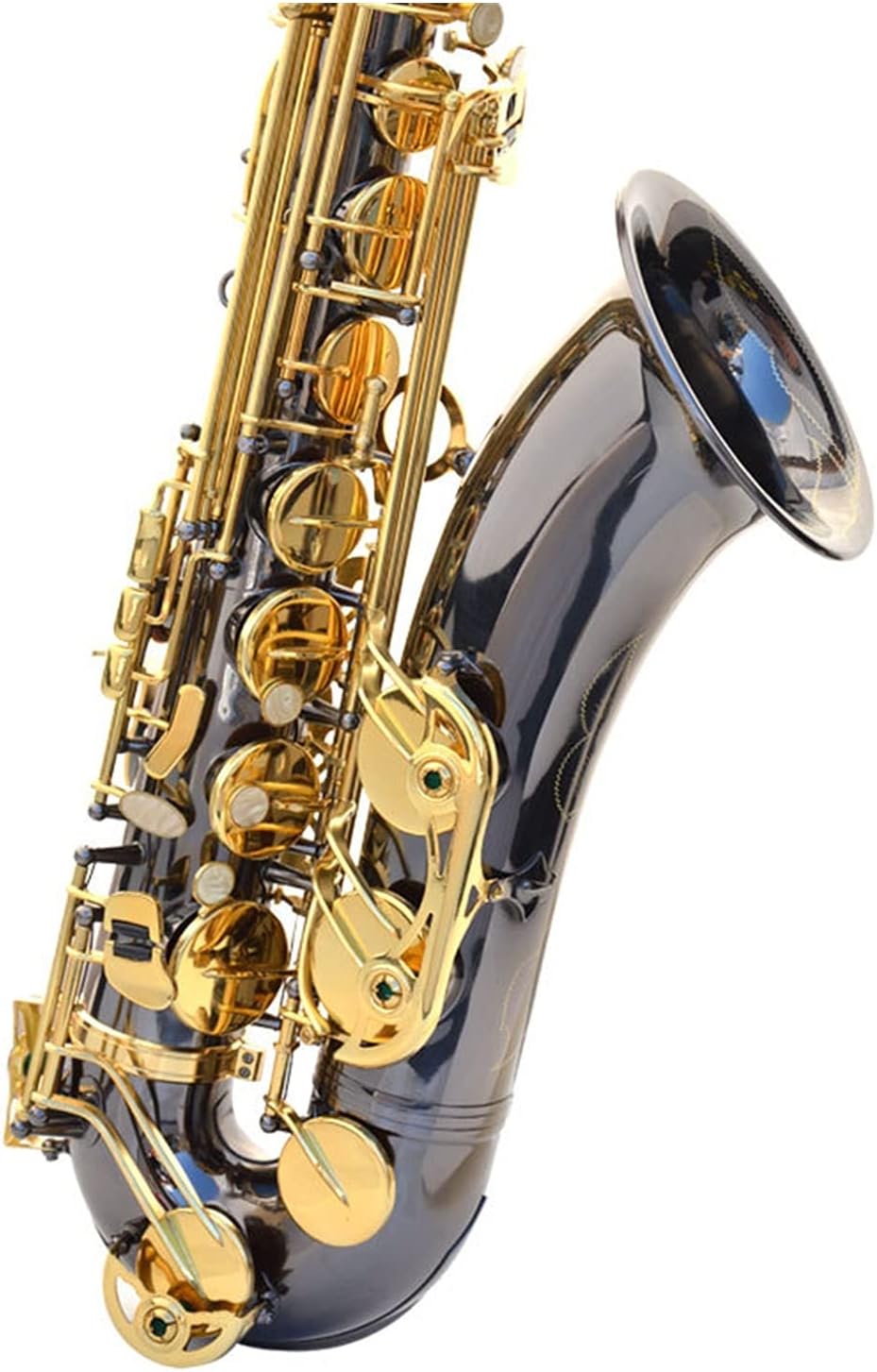 Saxophone Straight Black Nickel Gold B Flat Double Bond Tenor Saxophone Key Type Woodwind Instrument