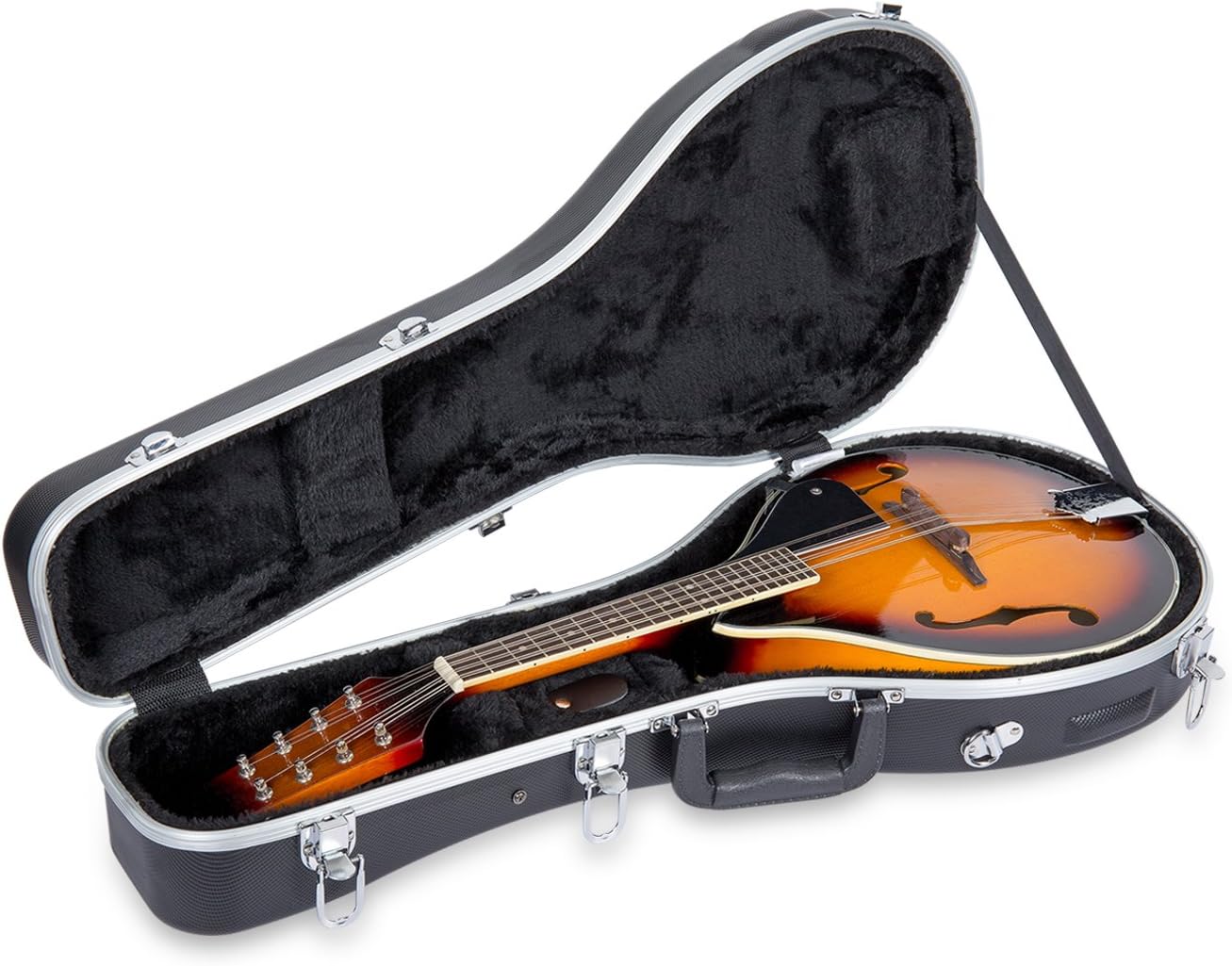 Crossrock CRA860MABK A-style Mandolin Case with Backpack Straps, ABS Molded Hardshell in Black