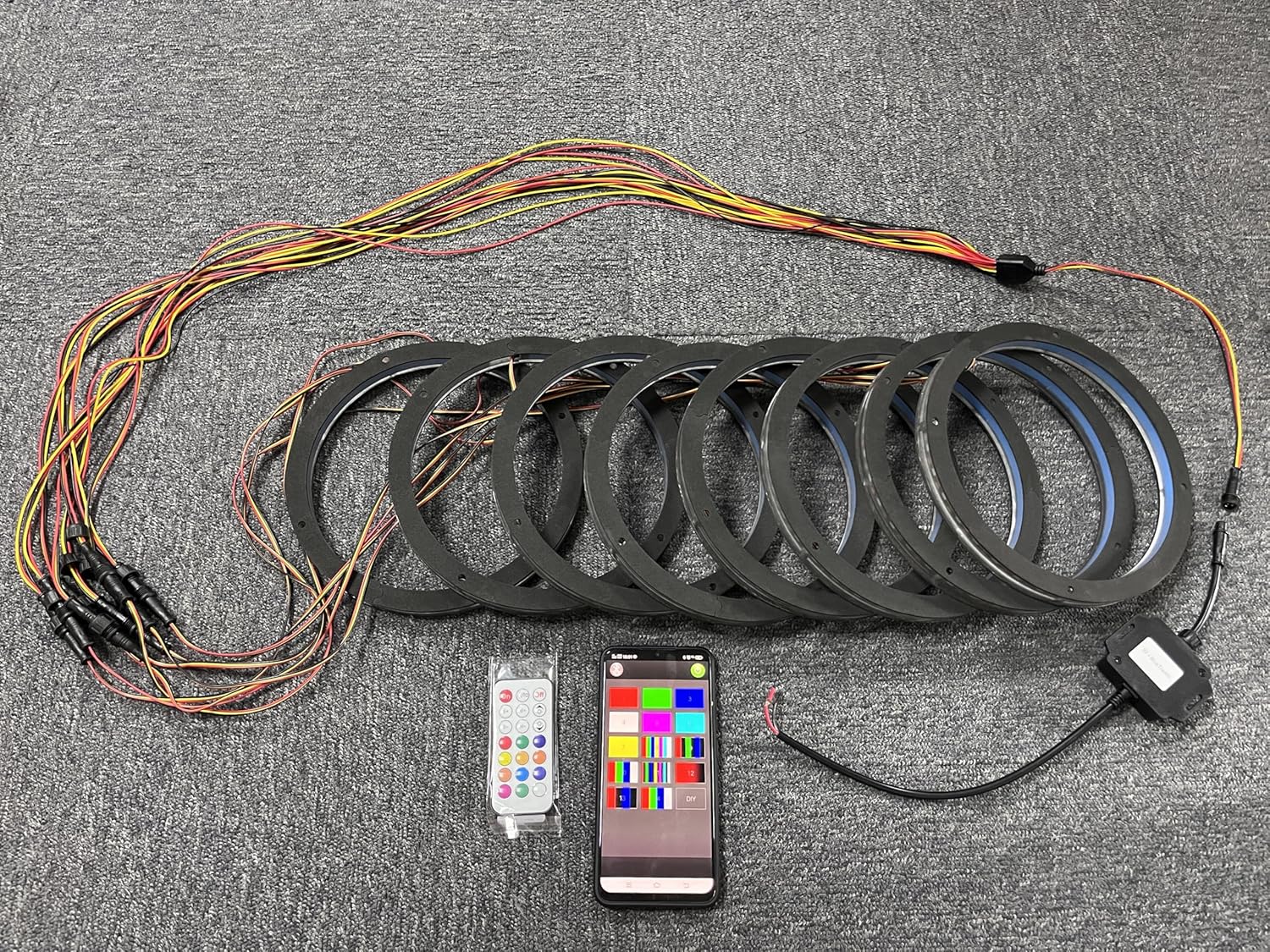 10 Inch Remote APP Loud Speaker Rings Lights Audio Horn Lights Car Audio Speaker Systems Coaxial Chasing Flow LED Audio Subs (8PCS)