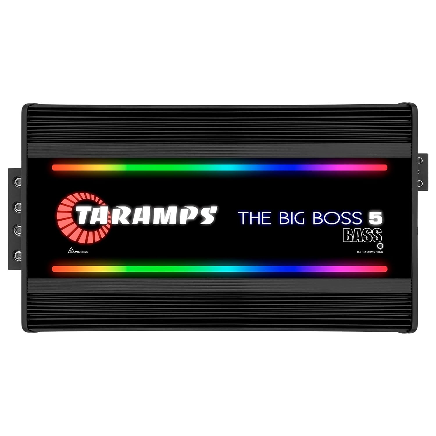 Taramps The Big Boss 5 Bass Black Monoblock RGB Effects 0.5~2 Ohms 5000 Watts Rms Multi-Impedance Digital Amplifier Car Audio System, LED Monitor Indicator, Class D, Crossover, 5k amp, Great for Subs