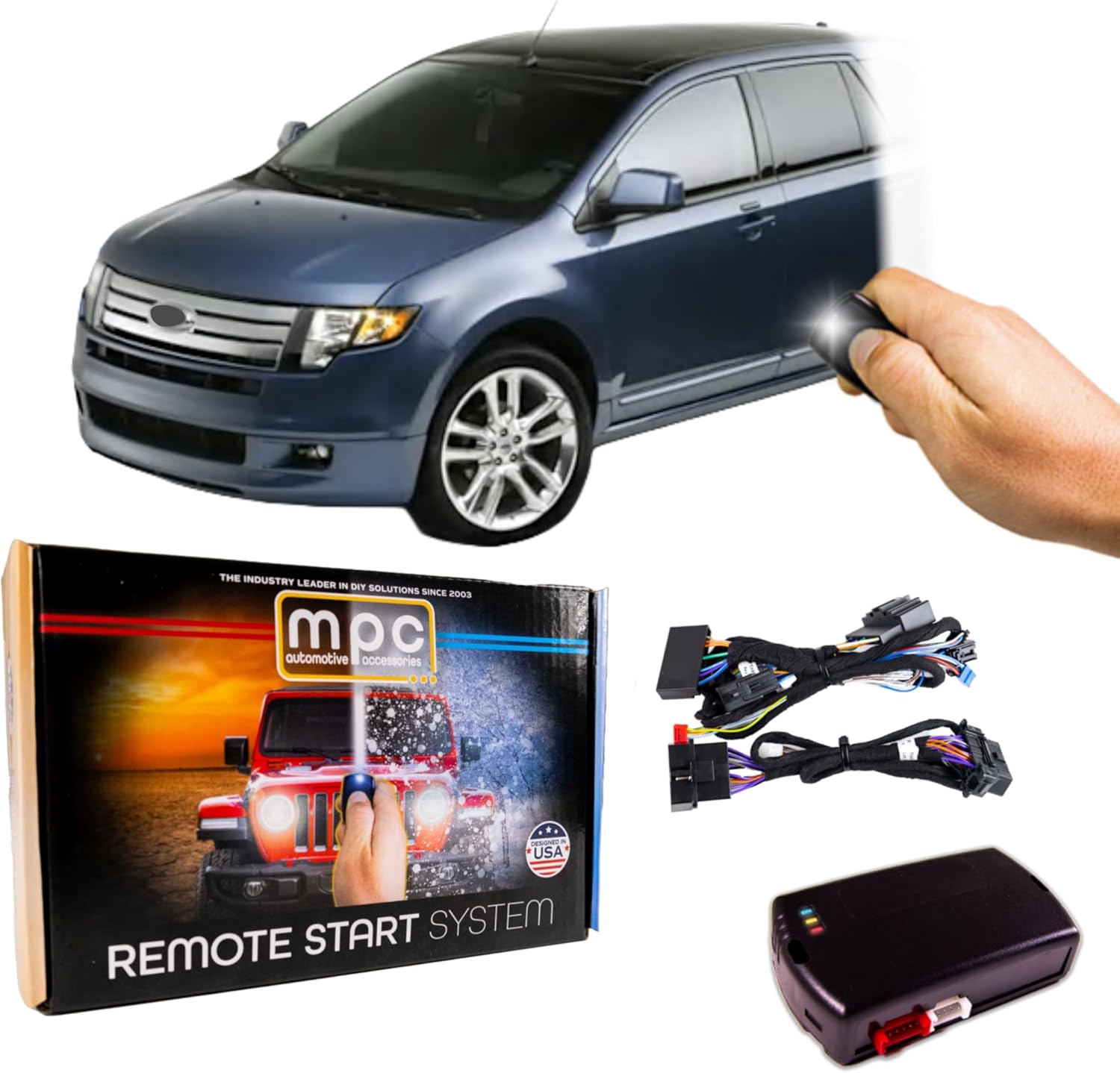 MPC Factory Remote Activated Remote Start Kit Compatible with 2007-2010 Ford Edge - Plug & Play - Key-to-Start - Gas - Firmware Preloaded
