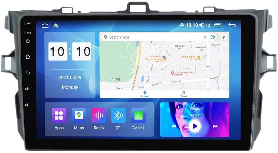 Android Car Stereo for Toyota Corolla 2006-2013,9 inch IPS Touchscreen with Upgrade Wireless CarPlay & Android Auto,WiFi/GPS,Support SWC and Subwoofer,4-Core 2G+32G