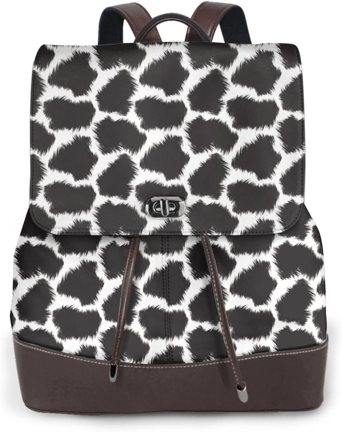 Black and White Brush Stroke for Womens Backpack Purse Microfiber PU Anti-theft Large Fashion Designer Travel Bag Ladies Shoulder Bags