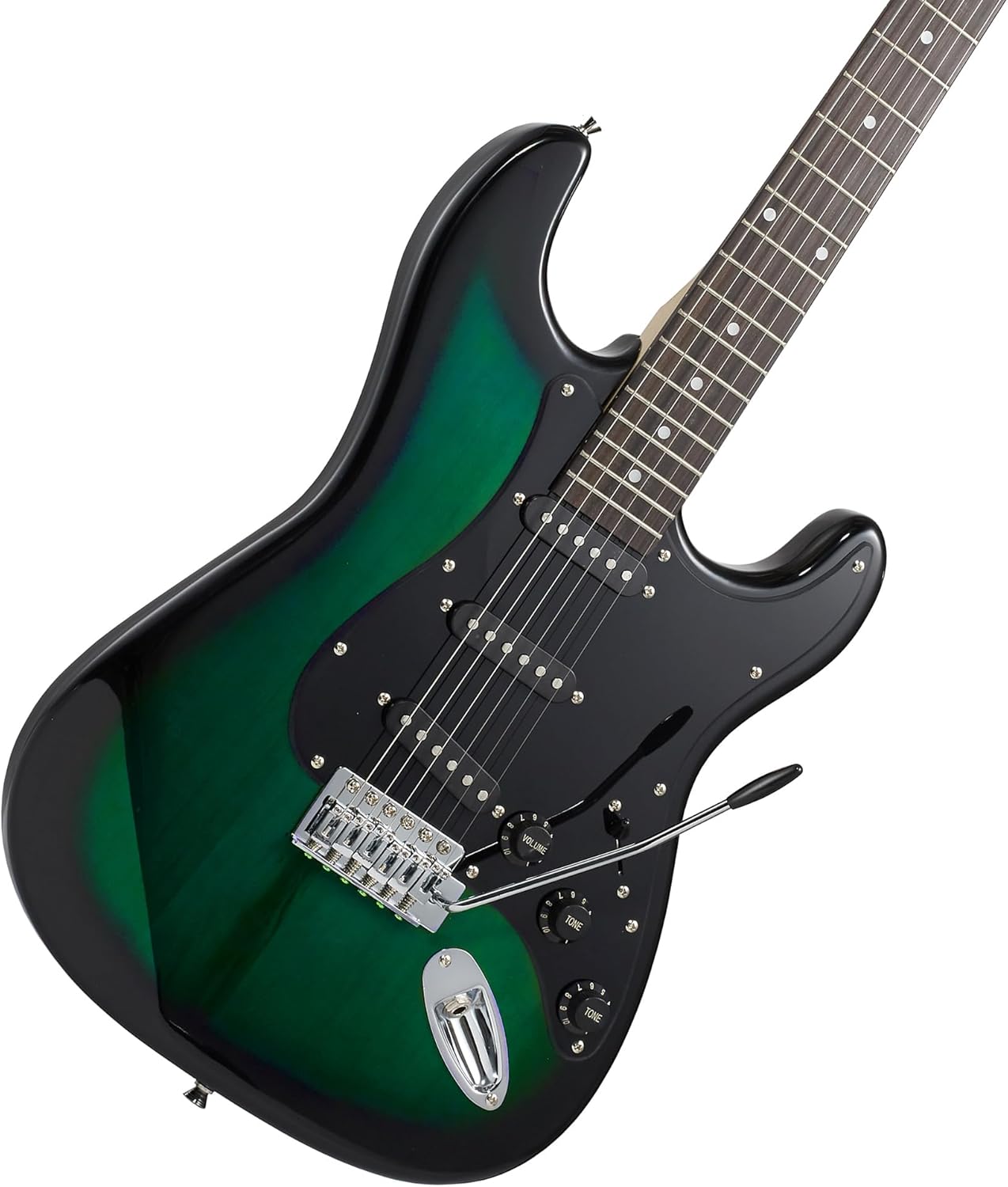 Ashthorpe 39-Inch Electric Guitar (Green-Black), Full-Size Guitar Kit with Padded Gig Bag, Tremolo Bar, Strap, Strings, Cable, Cloth, Picks