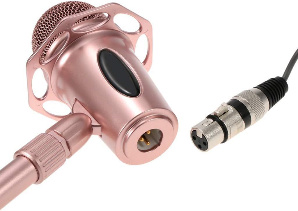 Studio Recording Microphone, Condenser Broadcast Microphone with Stand Adjustment for Phone Computer PC Conference Call,Live Stream,Podcasting,Gaming,Karaoke Singing,Pink