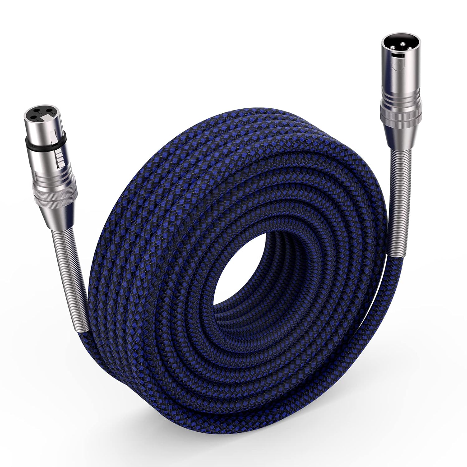 XLR Cable 200ft, Multi-Color Heavy Duty Nylon Braided XLR Male to Female, Microphone Cable 3 Pin Balanced XLR Cable Compatible with Speakers, Microphones, Stage Lighting and More - Blue