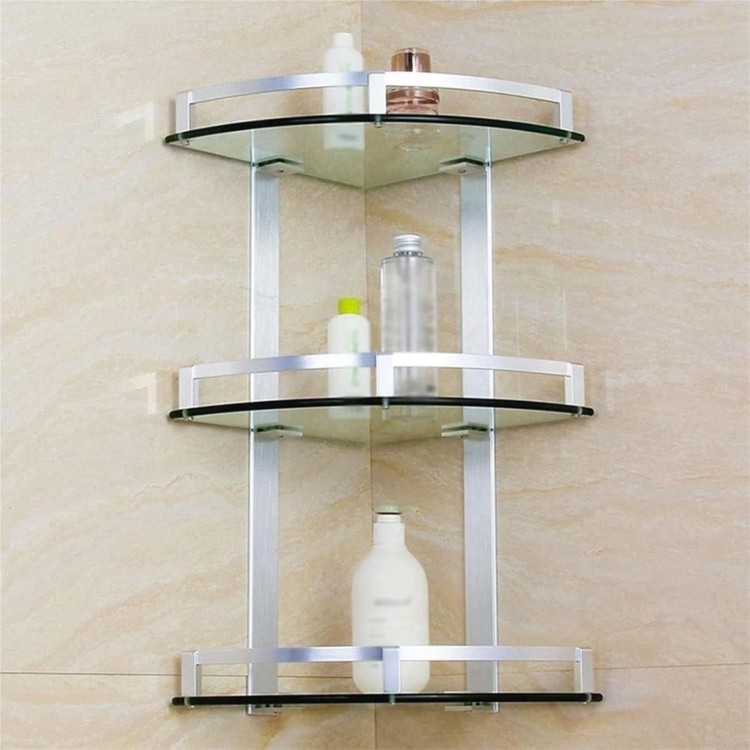 Glass Corner Shower Shelves, Bathroom Corner Shower Shelf, 3 Tier Glass Corner Shelf Shower Organizer, Bathroom Wall Organizer, Rustproof, for Bathroom Organizer.(200mm)