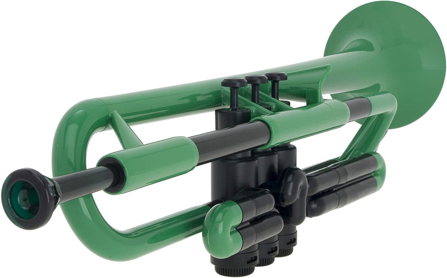 pTrumpet Bb Plastic Trumpet - Durable pInstruments Design with Ergonomic Grip - Includes 3C & 5C Mouthpieces and Carrying Bag - Authentic Sound for Students & Beginners - ABS Build - Green
