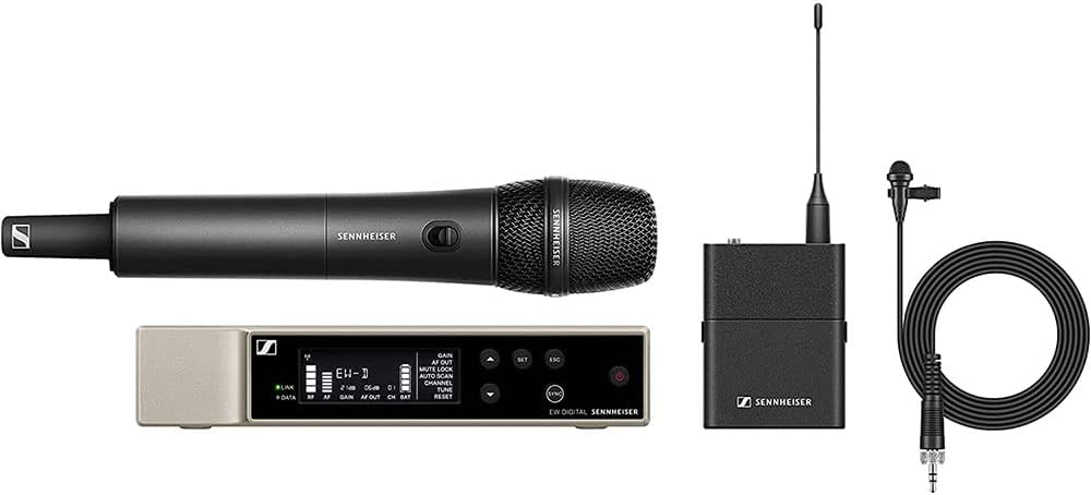 Sennheiser EW-D ME2/835-S Set Digital Wireless Combo Microphone System (R4-9: 552 to 607 MHz) Bundle with Auray WSB-1S Carrying Bag and Watson Rapid Charger