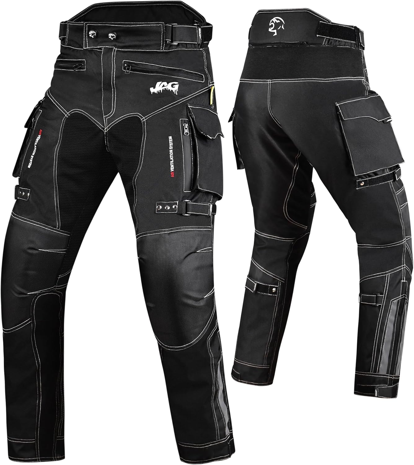 JAG Motorcycle Protective Pants - Dual Sport Motocross Pants, with Armor Impact Protection & Water Resistant Cordura Fabric