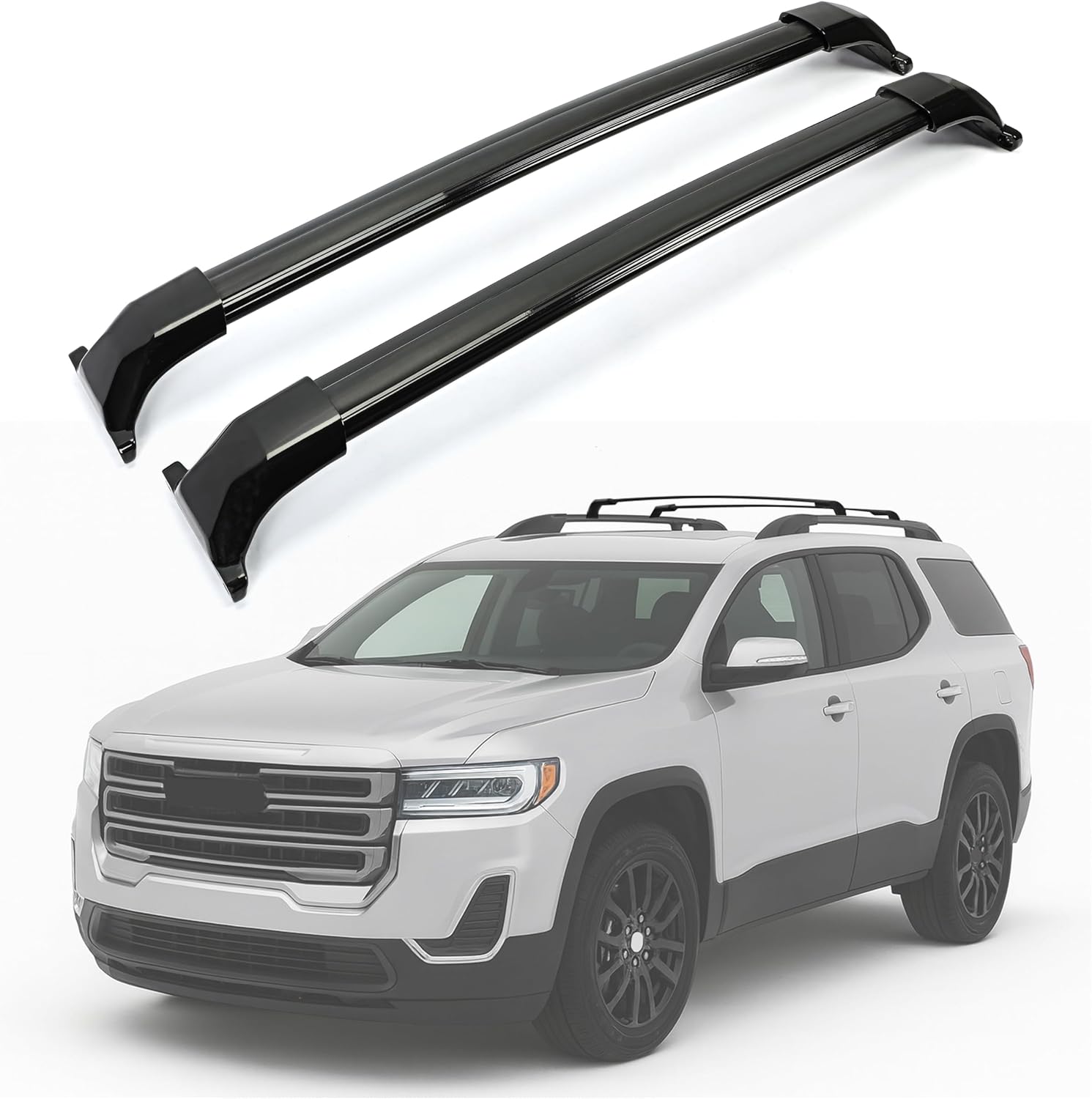 220lbs Cross Bars Roof Racks Compatible with GMC Acadia 2017 2018 2019 2020 2021 2022 2023 Replacement for 84223336 Roof Rails Crossbars Luggage Cargo Carrier Aluminum Powder Coated