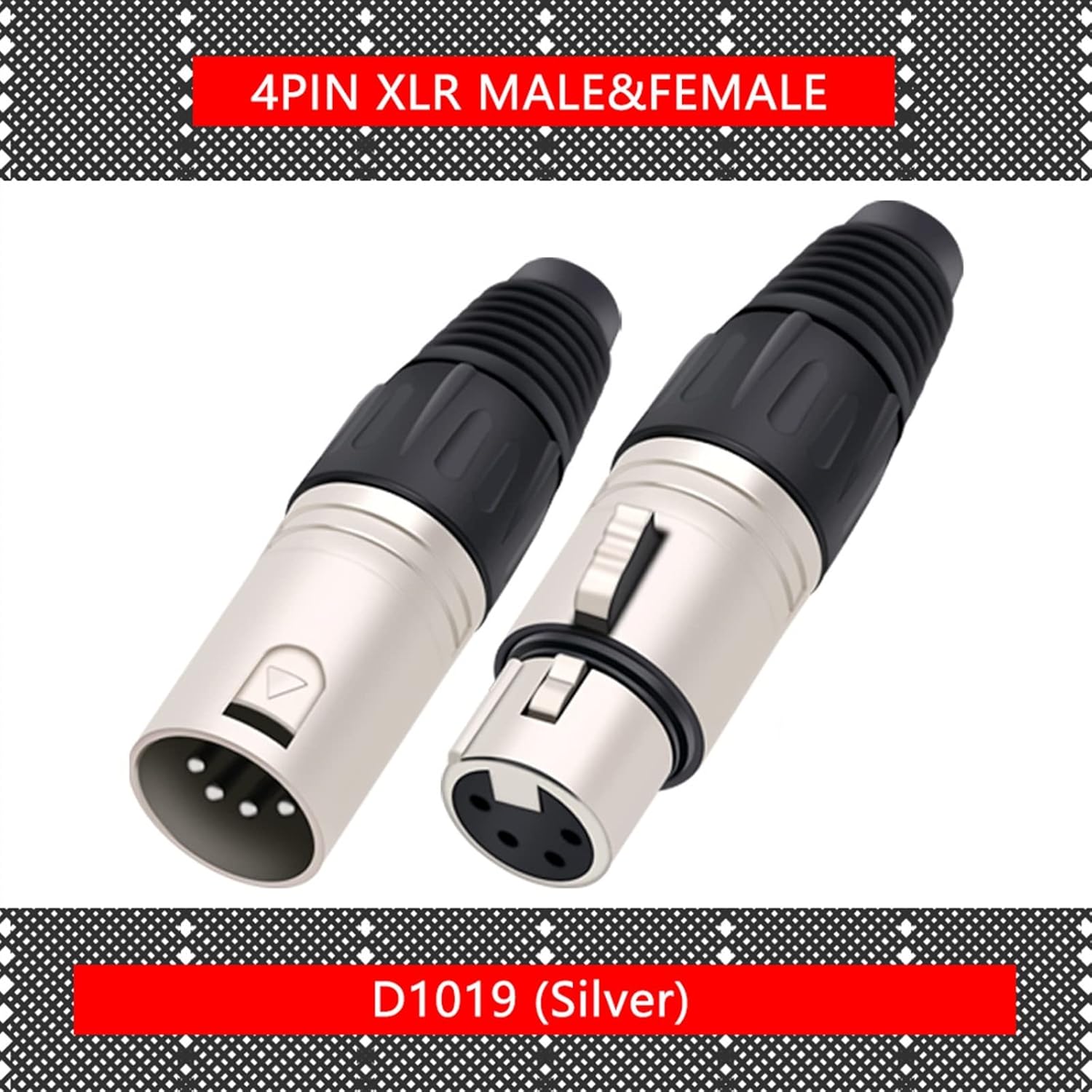 Male/Female 4Pin X L R Microphone Audio Cable Plug Connectors Cable Terminals Black Silver 10Pcs (Color : 10xF-Silver)