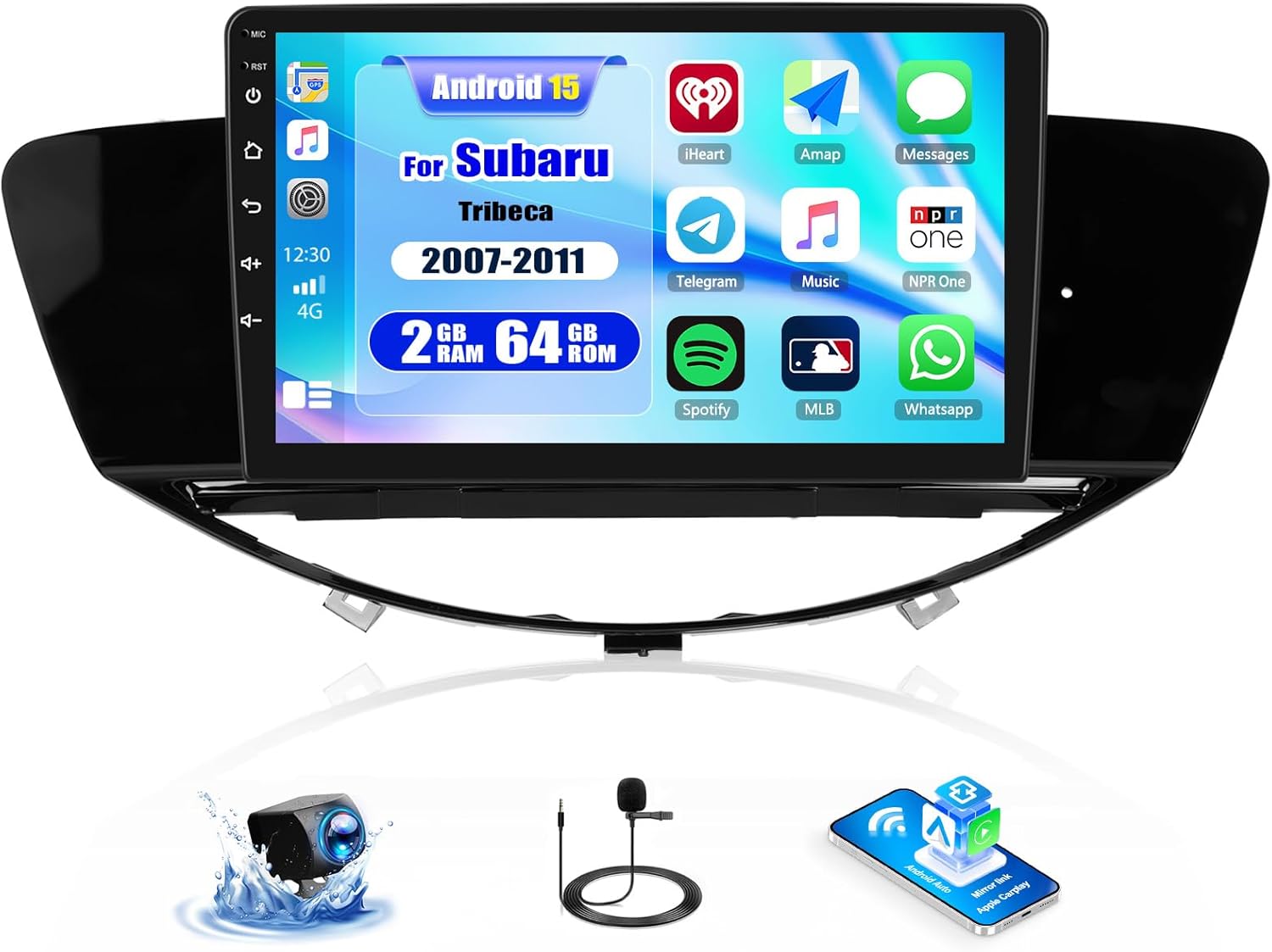 CAMECHO 2+64G Android 15 Car Radio for Subaru Tribeca 2007-2011, Wireless Carplay/Android Auto 9