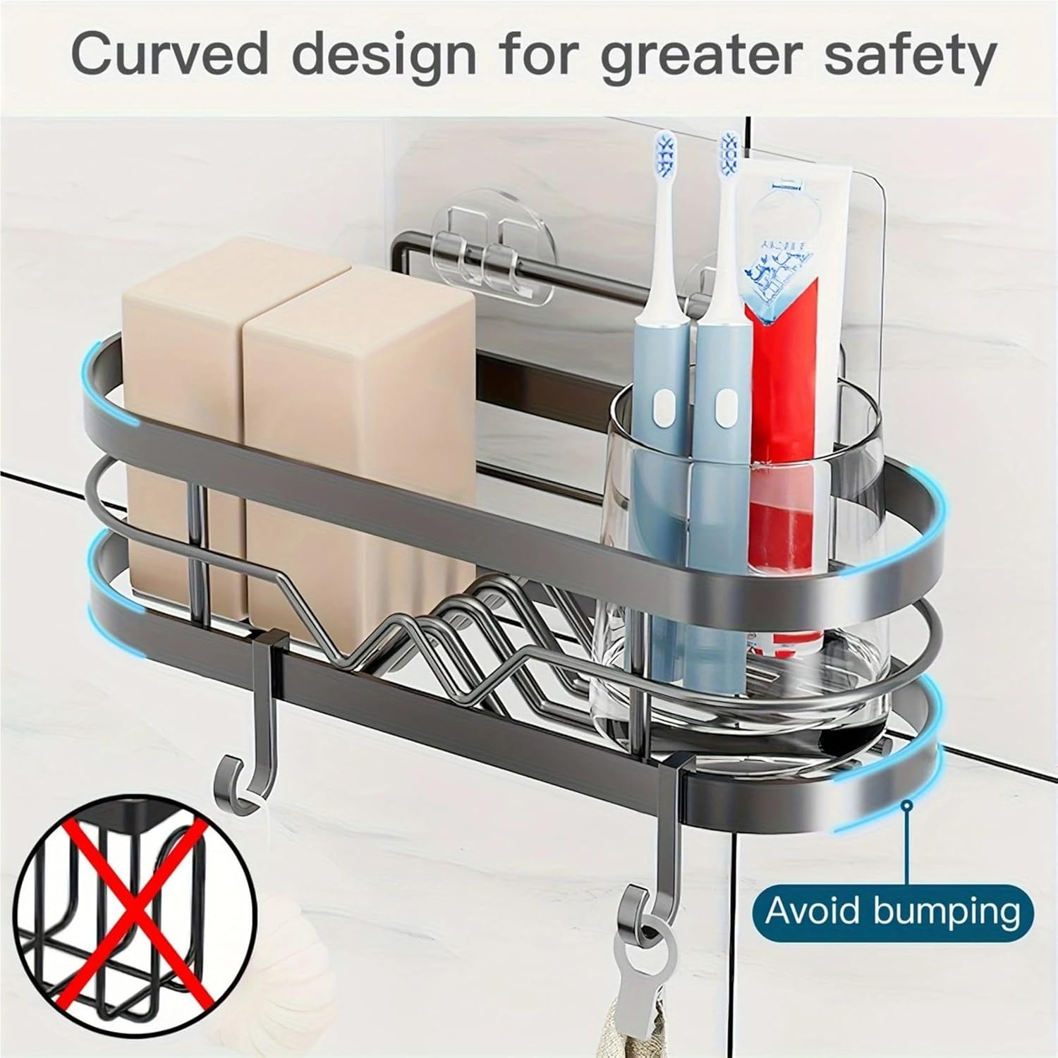 3-Pack Modern Shower Caddy Shower Organizer No-Falling Shower Shelves with Strong Adhesives Wall-Mount Rustproof Corner Shower(White)