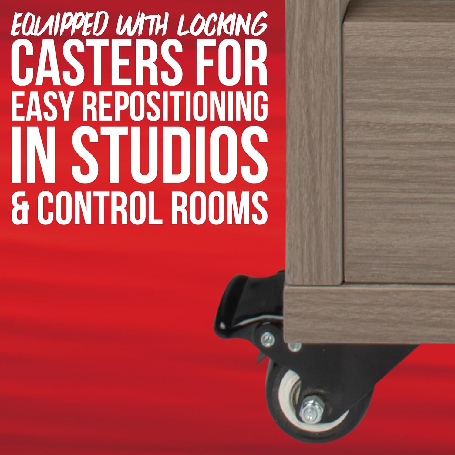 Gator Frameworks Elite Furniture Series 12U Angled Studio Rack with Locking Casters, Driftwood Grey Finish (GFW-ELITESTUDIORK12-GRY)