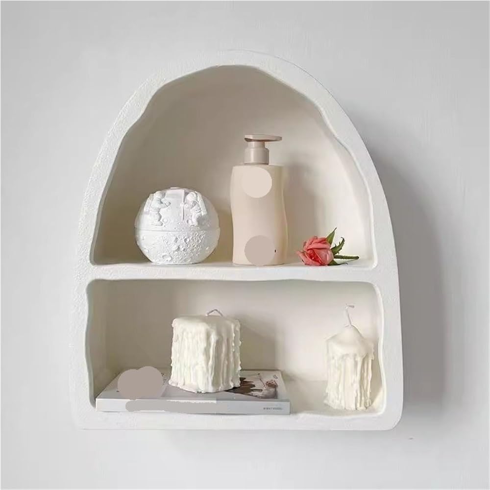 Arched Wall Cabinet with Shelf, Small Decorative Arch Wall Shelf for Coffee Mug Display, Key Holder, Entryway Storage, Rustic Wall Mounted Cabinet for Bathroom, Kitchen or Living Room(White)
