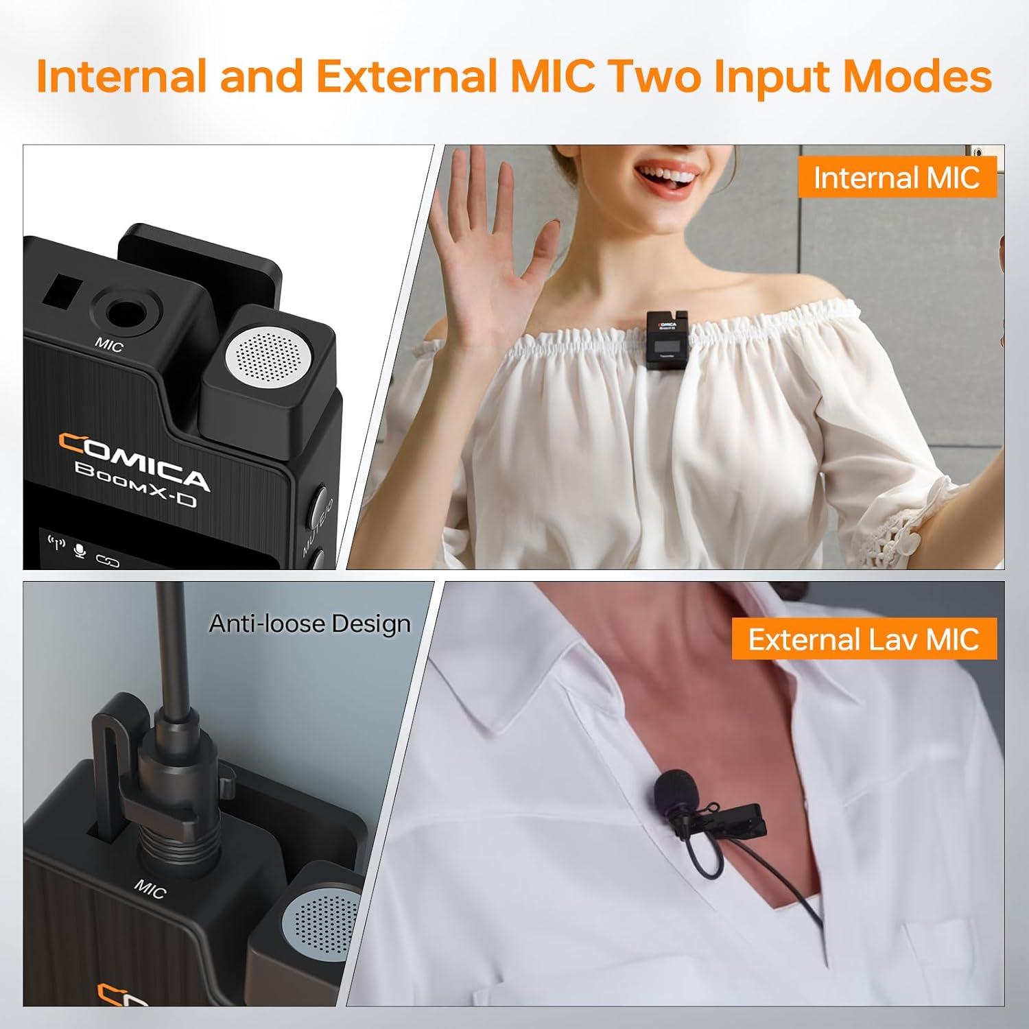 Comica BoomX-D2 - Wireless Microphone System for Cameras, Camcorders, Smartphones, Laptops, Compact Wireless Lavalier Lapel Microphone with Safety Audio Track, Noise Reduction, 328' Range, Low Latency