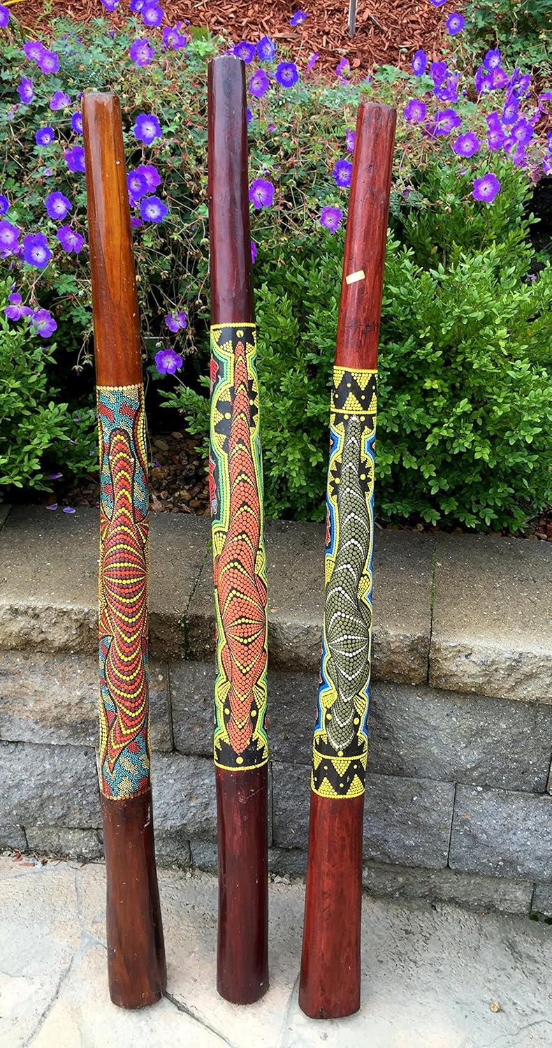 Jive Didgeridoo Instrument Hand Painted Solid Teak Wood Aboriginal Design Percussion Musical Instrument Professional Sound XL Size 52