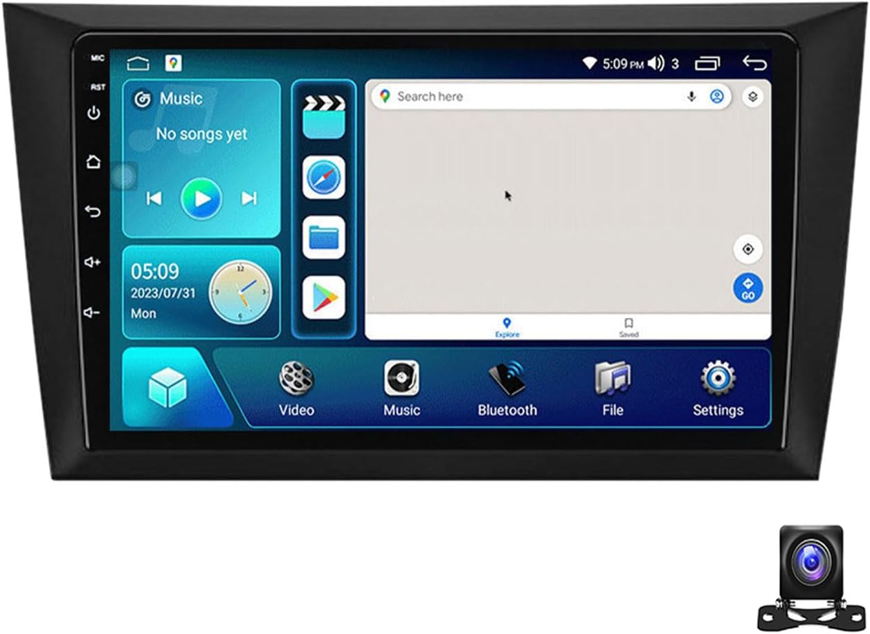 Double Din Car Stereo Bluetooth MP5 Player with Carplay/Auto, 9 Inch Touchscreen Radio Receiver with AHD Backup Camera, for VW Golf 6 2008~2016 Support 4G/SWC/DSP,4 core m150s 2g+32g