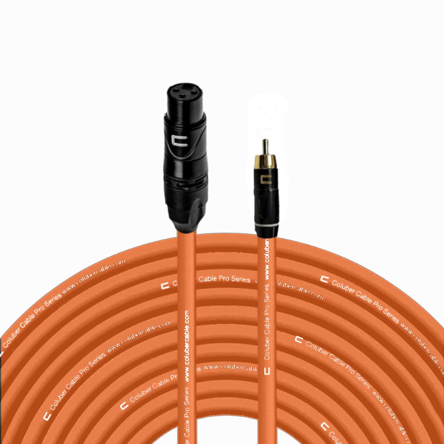 Unbalanced XLR Female Cable to RCA Male - 100 Feet - Orange - Pro 3-Pin Microphone Connector for Powered Speakers, Audio Interface or Mixer for Live Performance & Recording