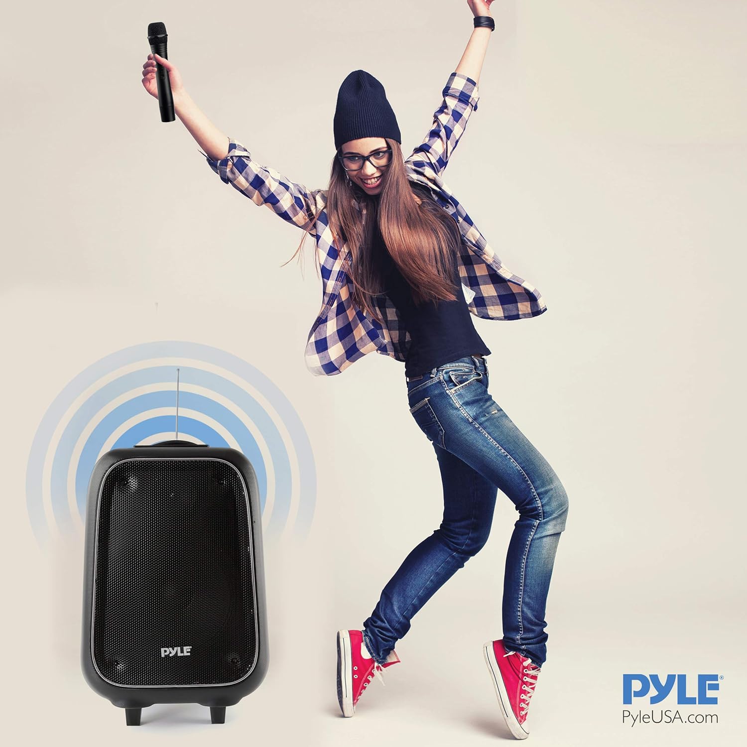 Pyle Wireless Portable PA Speaker System - 400 W Battery Powered Rechargeable Sound Stereo Speaker and Microphone Set with Bluetooth MP3 USB Micro SD FM Radio AUX - For Outdoor DJ Party PWMA825BT
