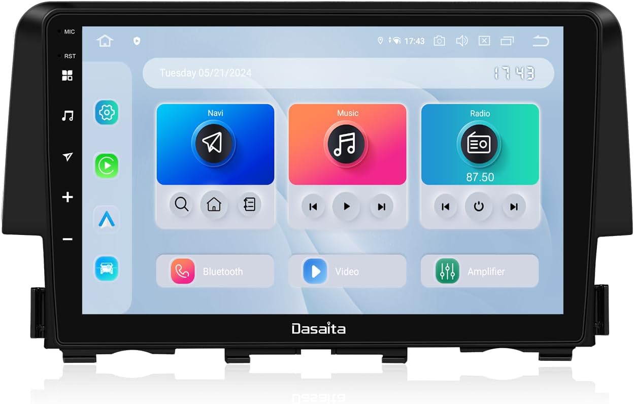 Dasaita Android 13 Car Stereo for Honda Civic 2015-2022 with Wireless Carplay & Android Auto, 9