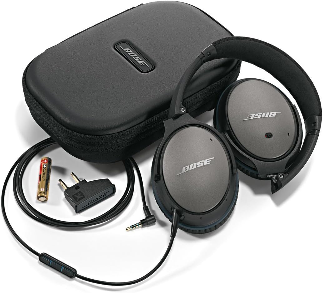 Bose QuietComfort 25 Acoustic Noise Cancelling Headphones for Samsung and Android devices, Black (wired, 3.5mm) (Renewed)