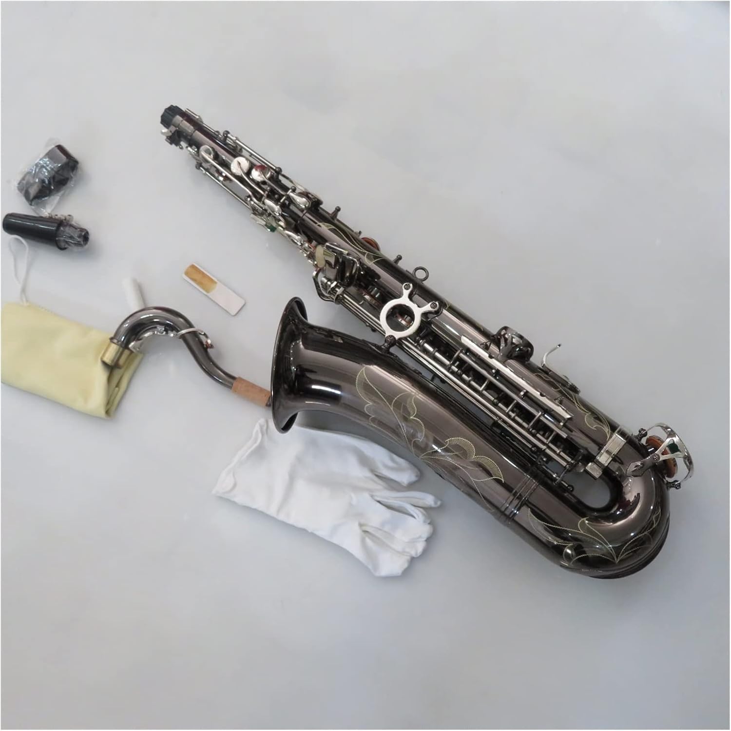 Yellow Brass C Melody Saxophone with Case Black Nickel Sax Musical Woodwind Instruments Beginner Saxophone
