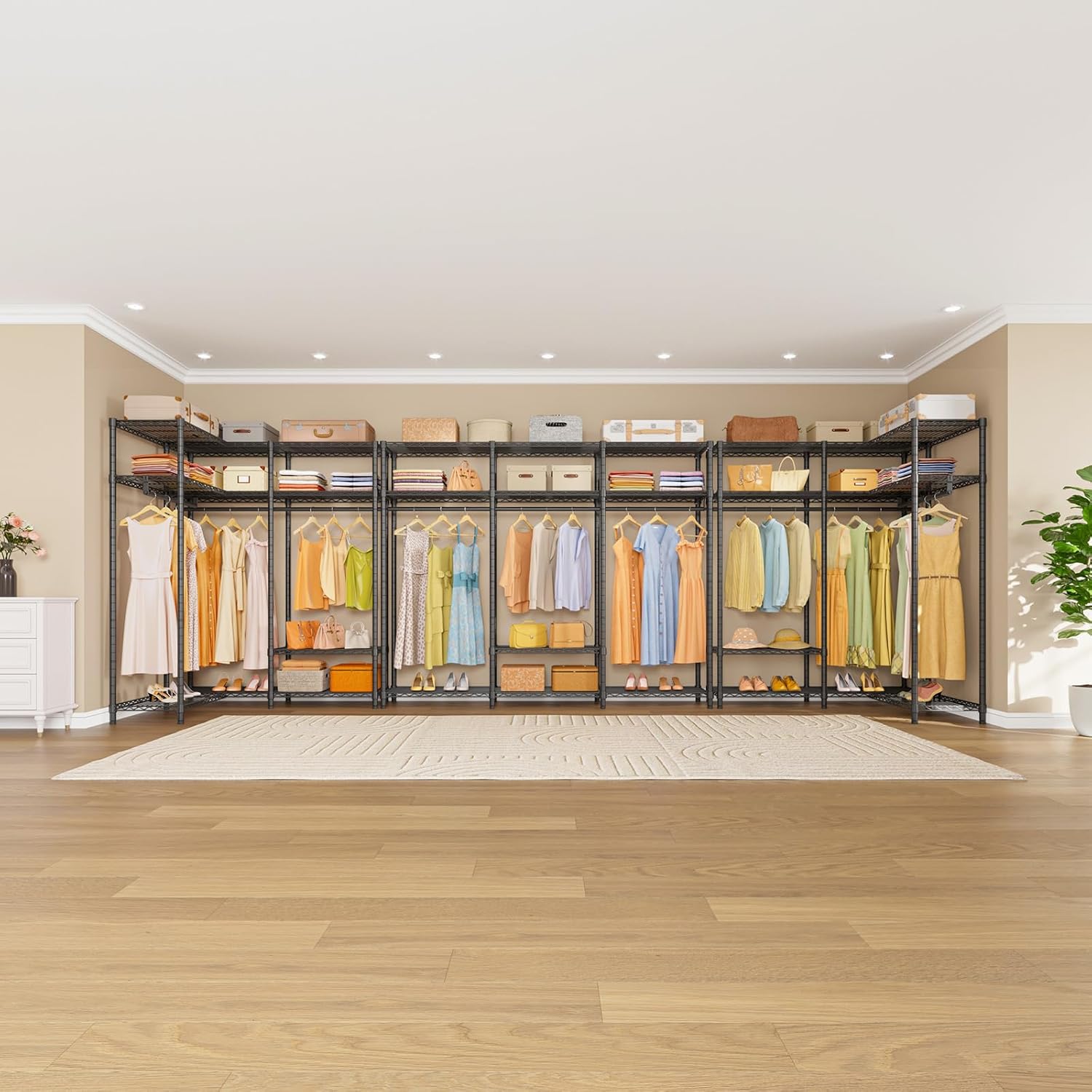 VIPEK L30 Corner Clothes Rack, Heavy Duty L-Shaped Freestanding Closet with Adjustable Shelves & Hanging Rods, Corner Wardrobe Portable Closet for Hanging Clothes