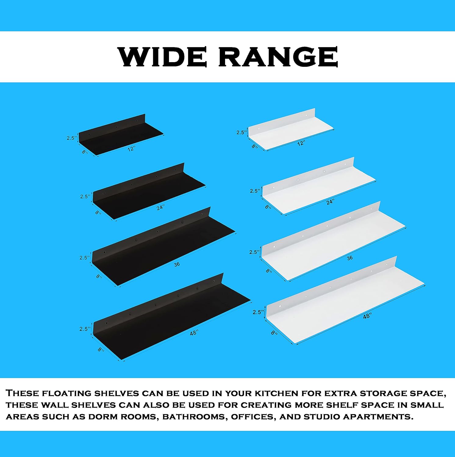 SIMOND STORE Linear Floating Shelf - Steel Industrial Heavy Duty Metal Wall Mounted DIY Designed Shelf (36