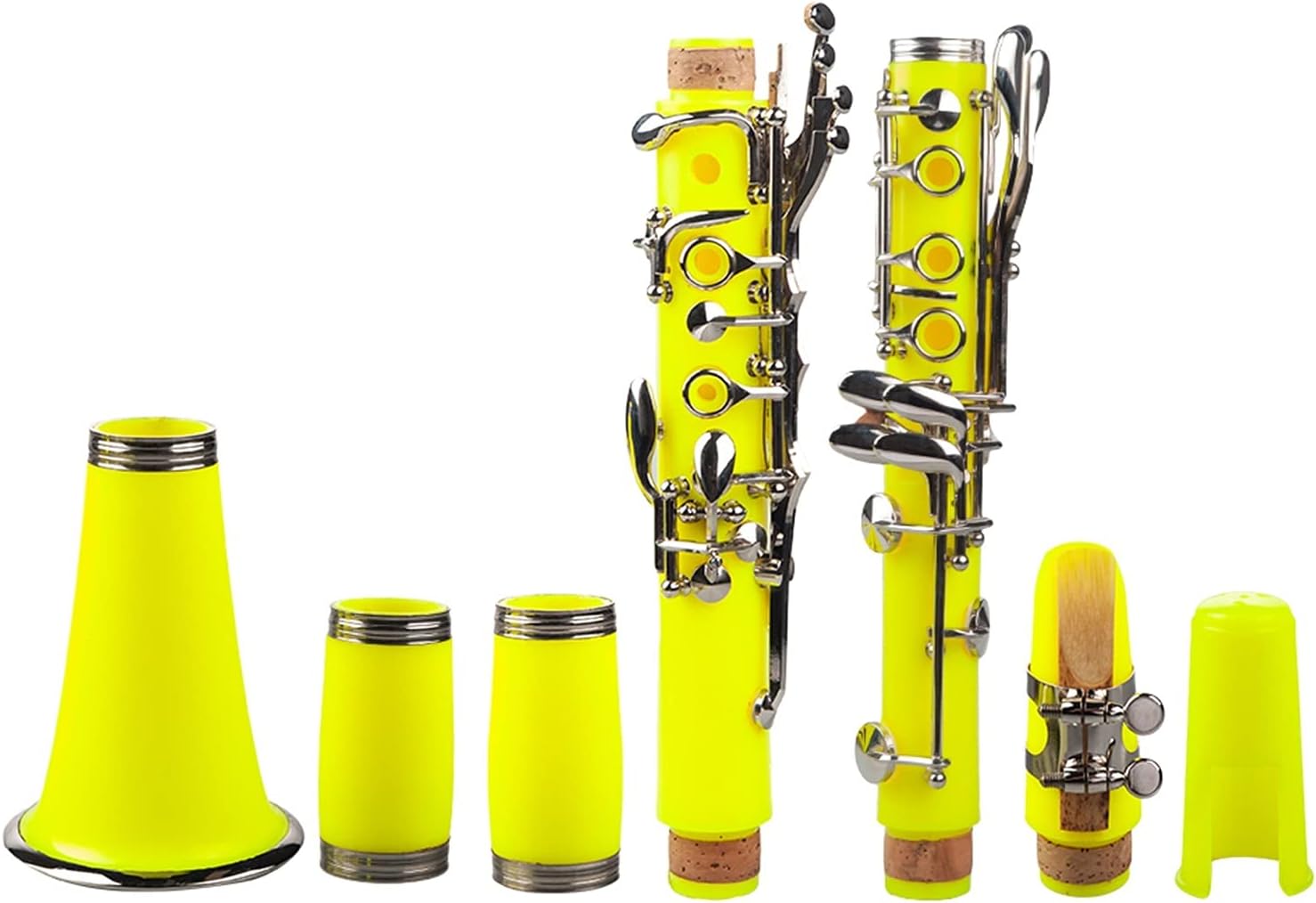 Clarinet Set Yellow ABS Clarinet Bb Cupronickel Nickel Plated 17 Keys with Cleaning Cloth Gloves Woodwind Instrument Professional Clarinet