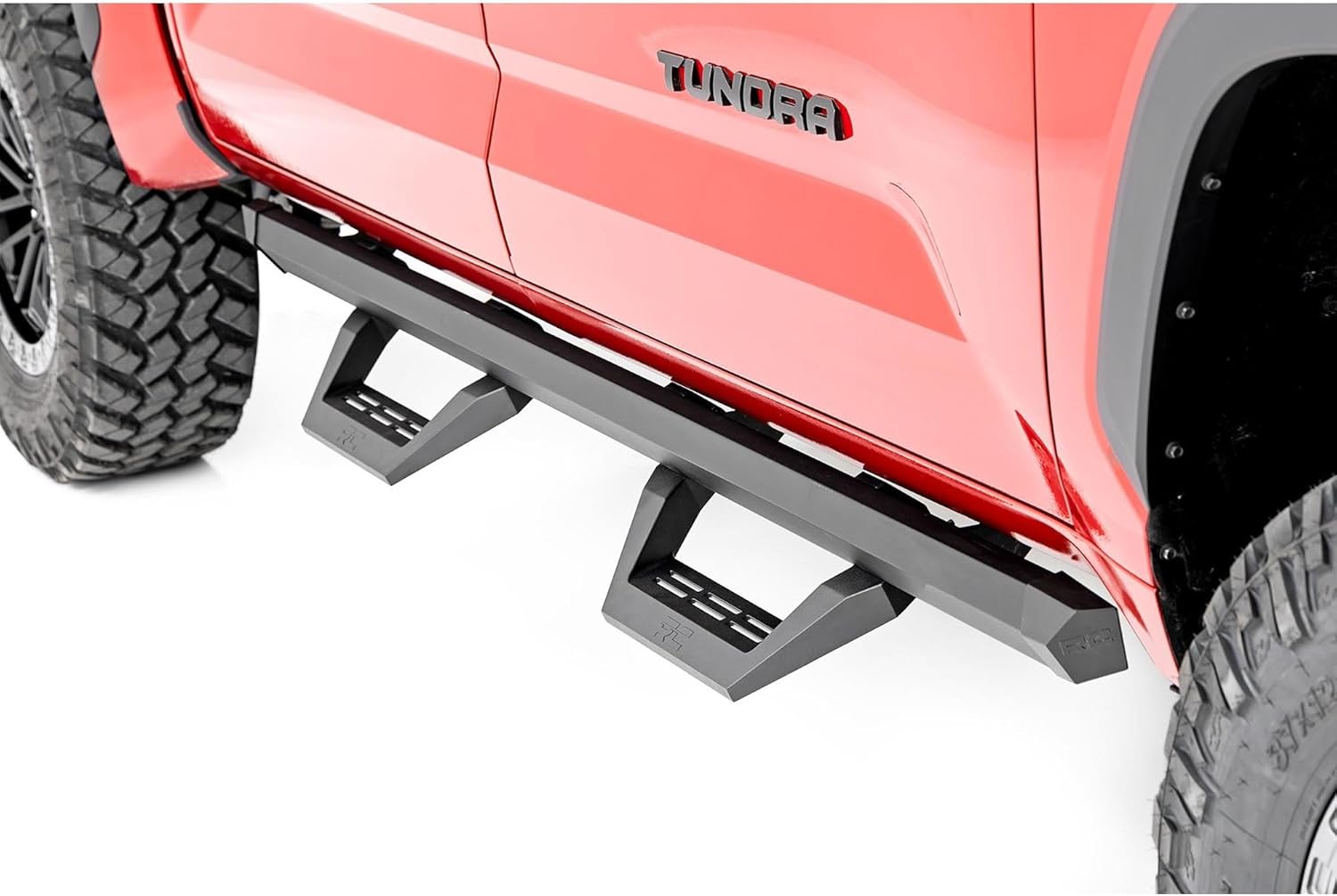 Rough Country SRX2 Adjustable Aluminum Steps for Toyota Tundra (2022-2025) - CrewMax Models - Modular Running Boards with Slide-Adjust Steps