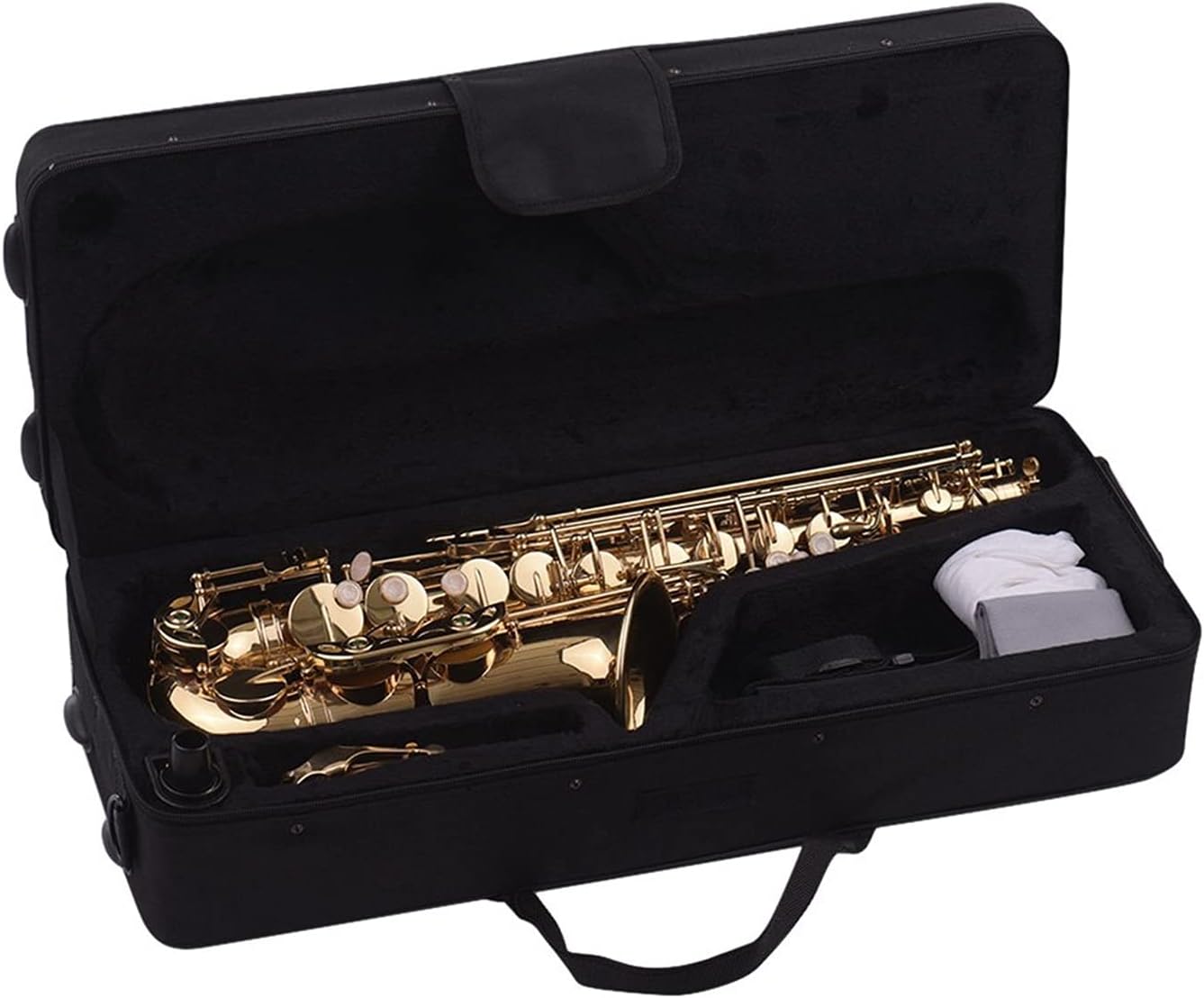 Sax Beginners Kit EB Alto Saxophone Sax Brass Lacquered Gold 802 Key Type Woodwind Instrument with Padded Carry Case Gloves Wind Instrument (Color : Silver)