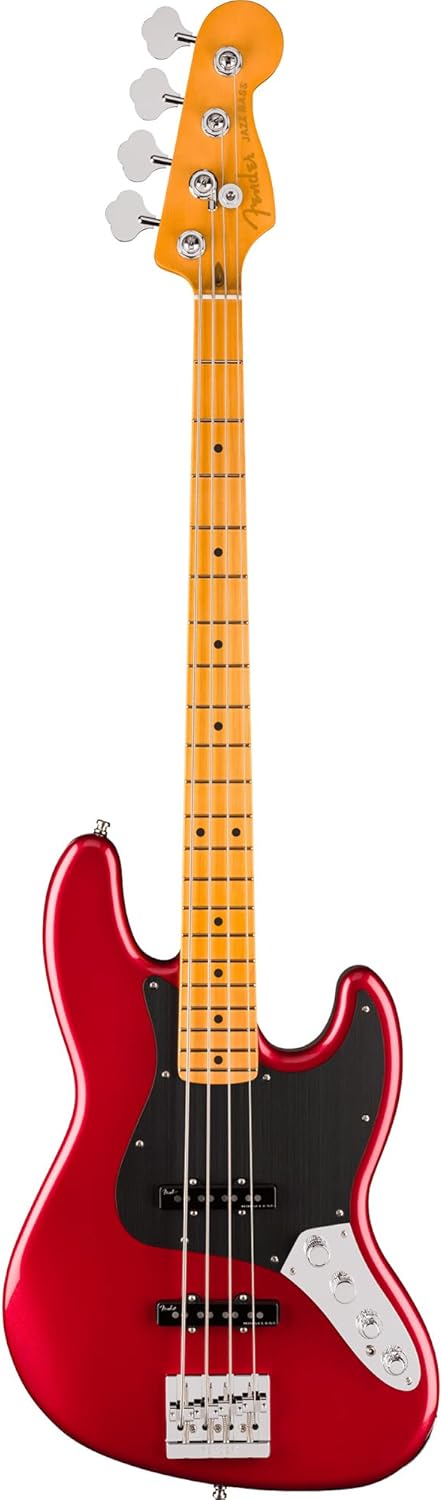 Fender American Ultra II Jazz Bass - Sinister Red Bundle with Case, Strap, Cable, Hat, and Guitar Cleaning Kit