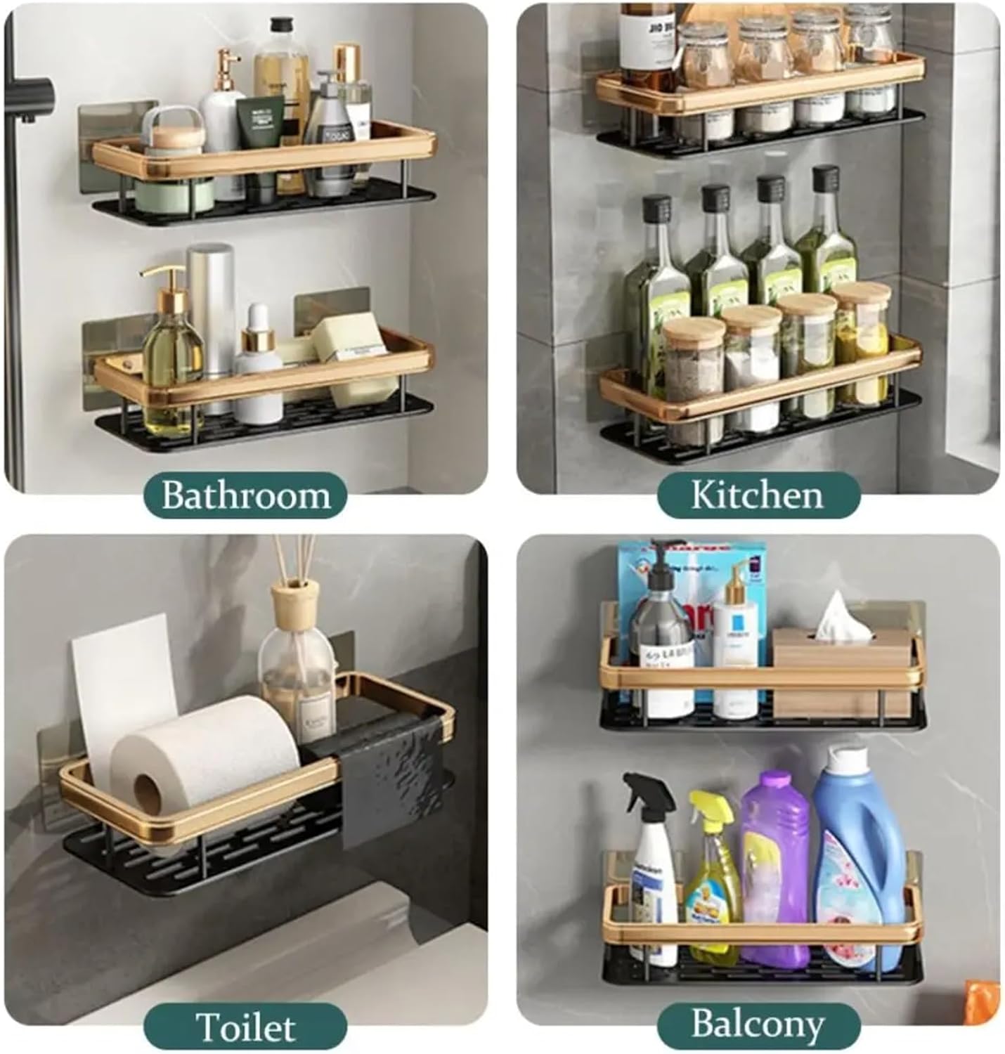 1Pcs Bathroom Shelves Corner Shower Shelf Aluminum Wall Mount Shampoo Storage Rack Holders No Drill Kitchen Bathroom Accessories(Silver)