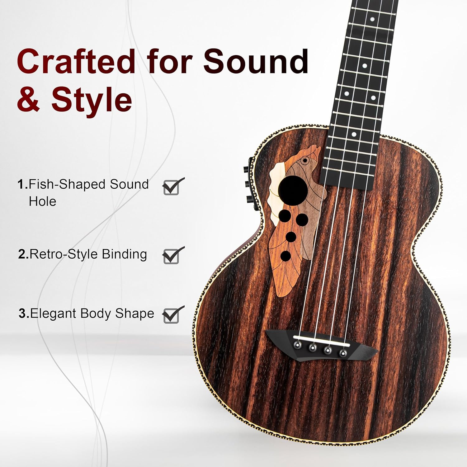 26 inch Caramel CT904 Ebony Tenor LCD color display Electric Professional Player Beginners Ukulele Uke Kit Bundle Padded Gig bag Strings,Strap