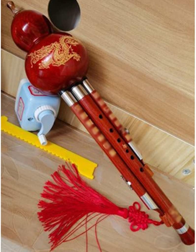 Flutes Musical Instruments 7 Hole Mahogany Gourd Adult Children Beginners C-Level B-Level Cucurbit Three-Pipe Musical Instrument with Chinese Knot and Box Full Sound