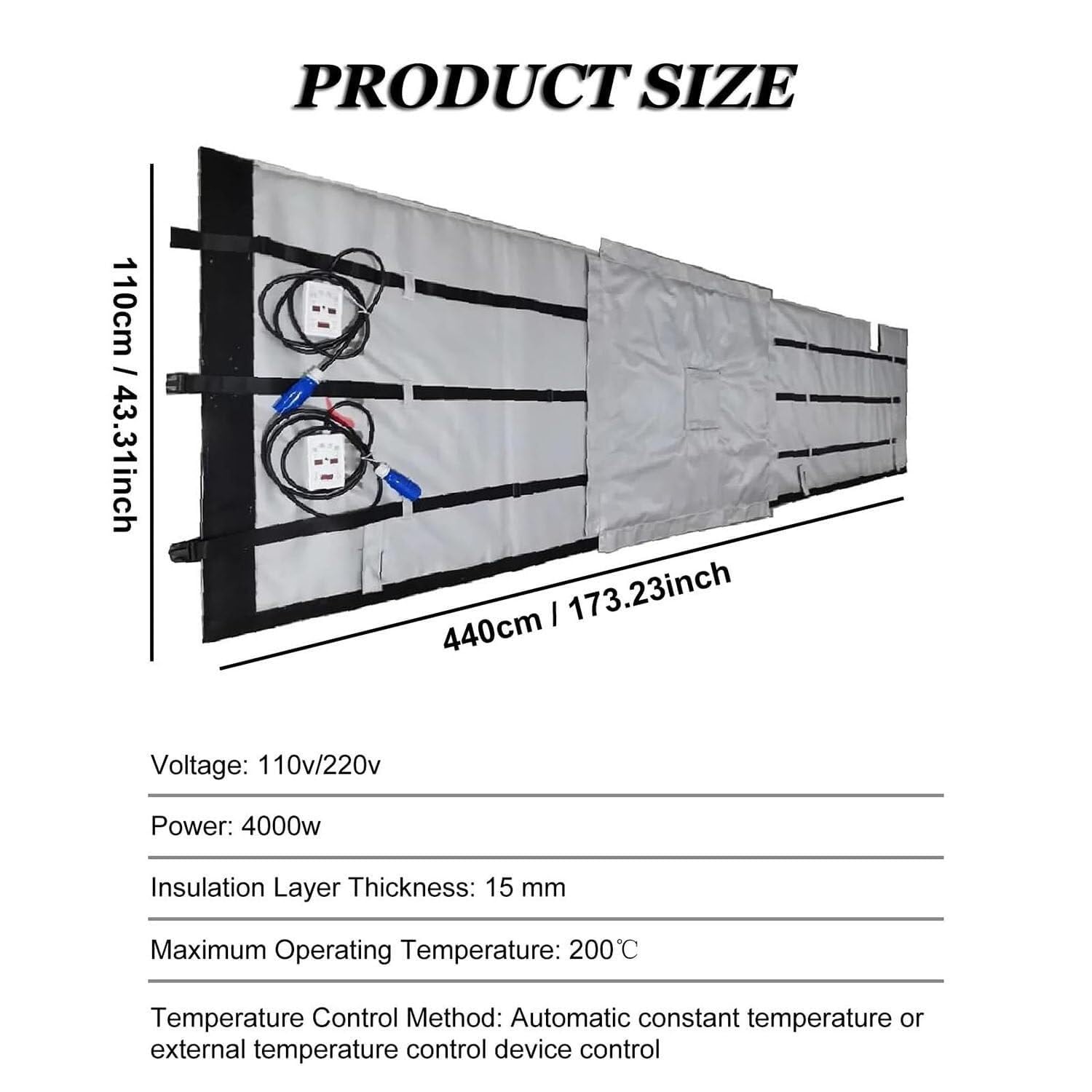 IBC Barrel Heater, 440 X 110cm Heating Blanket, Oil Drum Electric Heating Machine, with 0~150℃ Temperature Controller