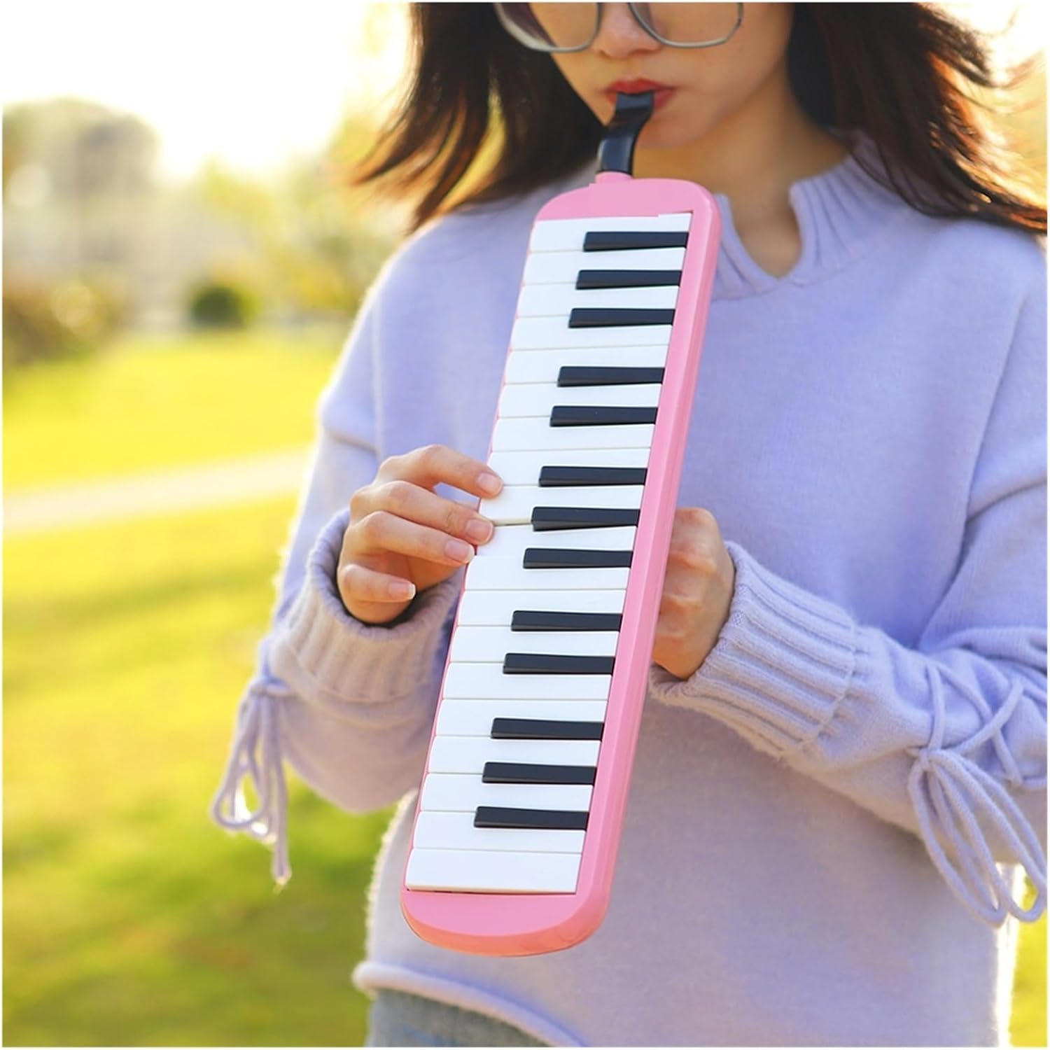 Melodica 32 Keys Melodica Piano Keyboard Style Musical Instrument Harmonica Mouth Organ With Carrying Bag Mouthpiece(Green)
