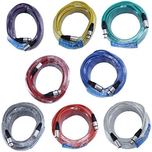8 Color Pack: Pro Audio XLR Cables 100ft Long